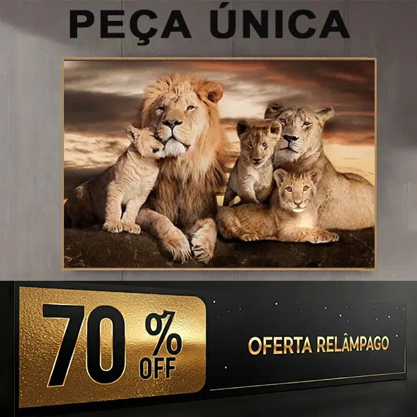 OFERTA RELÂMPAGO - 70%OFF - Família de Leões - 70x105cm